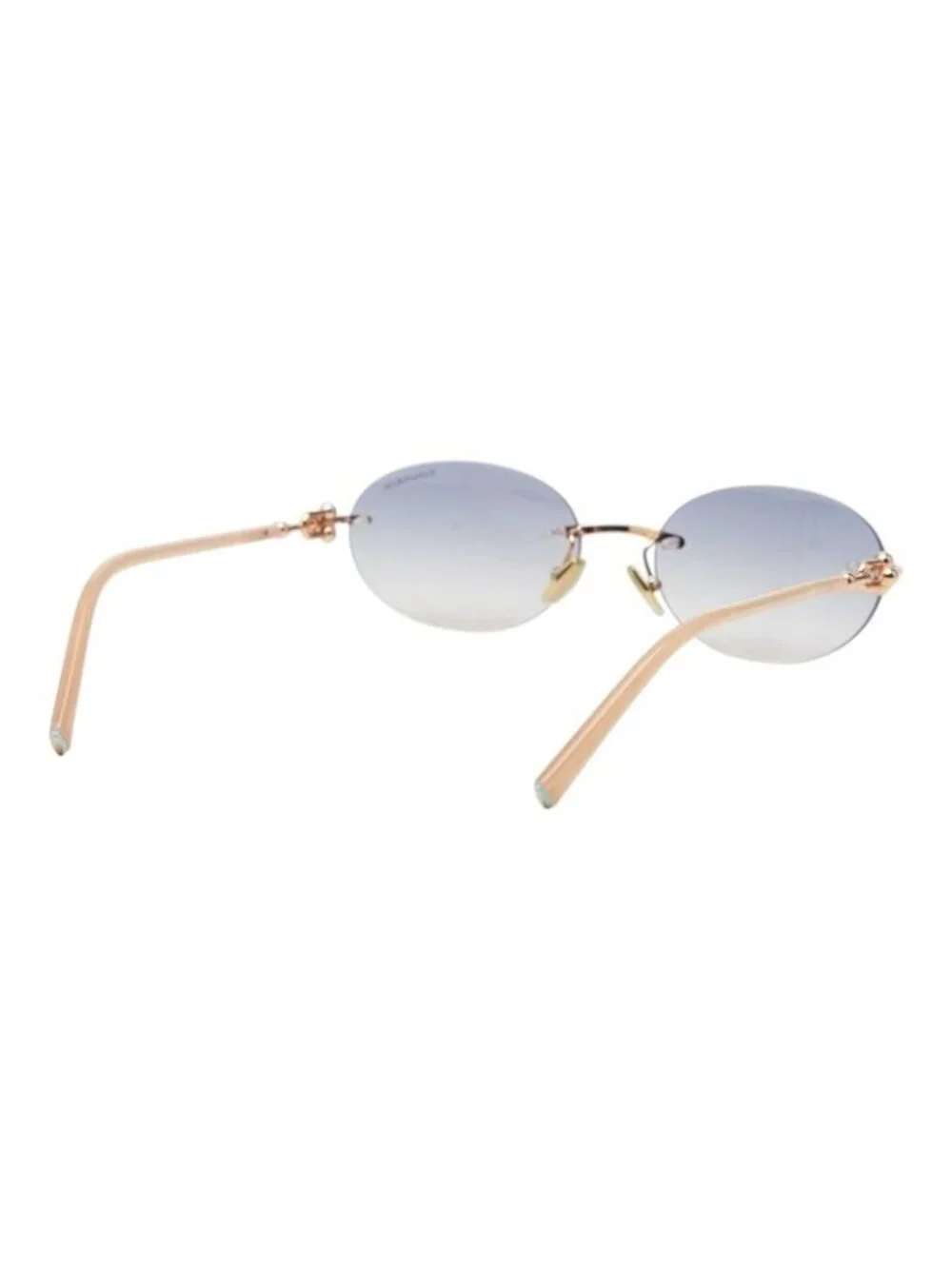 Tiffany & Co Gradient Frameless Rimless Sunglasses 16 Pink Gold Gray Plated